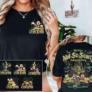 Vintage Mickey&#39;s Not So Scary Halloween Party 2025 All Characters Skeleton Shirt, Disney Halloween Shirt, 2025 Halloween Disney Family Shirt
