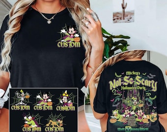 Vintage Mickey nicht so beängstigend Halloween Party 2025 alle Charaktere Skelett Shirt, Disney Halloween Shirt, 2025 Halloween Disney Familie Shirt