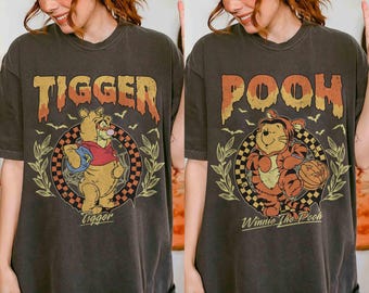 Retro Trick or Treat Pooh and Tigger Shirt, Winnie The Pooh Halloween Shirt, Mickey Not So Scary Halloween Party, Disney Halloween Trip Tee