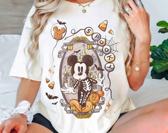 Disney Coquette Bow Halloween Spiegel Shirt, Micky und Freunde Halloween T-Shirt, Süßes oder Saures Shirt, Disneyland gruselige Saison Shirt