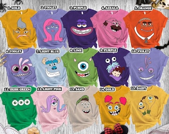 Monsters Characters Costume Face Shirt, Monsters Matching Family Shirt, Funny Characters Halloween Gifts, Monsters Face Group T-Shirt