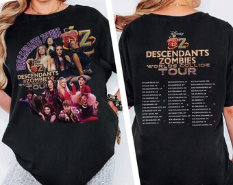 Retro Descendants Zombies World Tour 2 Sided Shirt, Disney The Rise Of Red Characters Shirts, Descendants Concert, Summer Music Festival Tee