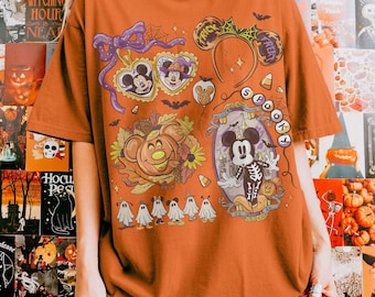 Retro kokette Bogen Disney Schloss Halloween T-Shirt, Micky's nicht so Halloween Party T-Shirt, gruselige Saison Shirt, Mädchen Reise passende Shirts