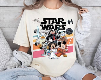 Mickey Star Wars Shirt, Disney Characters in Star Wars Costumes Tee, Funny Crossover Shirt, Star Wars Disney Tee, Galaxy Battle Shirt