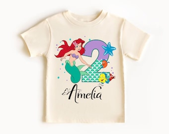 Camiseta de cumpleaños de La Sirenita, camiseta de cumpleaños de la princesa Ariel de Disney para niña, camiseta familiar a juego de sirena, sudadera personalizada para fiesta de cumpleaños de Ariel