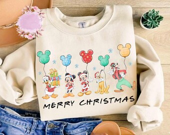 Retro Micky und Freunde Weihnachten Sweatshirt, Vintage Disneyland Weihnachten Sweatshirt, Disneyland Weihnachten Shirt, Weihnachtsfamilie Passendes T-Shirt