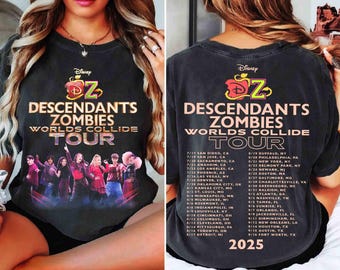 Retro Descendants Zombies World Tour 2 Sided Shirt, Disney The Rise Of Red Characters Shirts, Descendants Concert, Summer Music Festival Tee