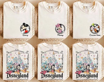 Benutzerdefinierte Disneyland Micky und Freunde Shirts, benutzerdefinierter Name Disney Familie 2025 Shirts, Retro Disneyland Trip Tee, Disney Familienurlaub Shirts
