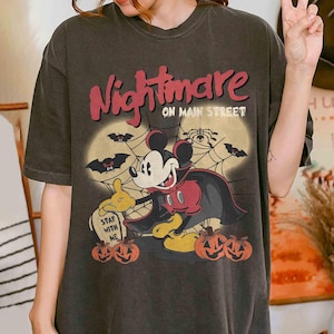 Vintage Mickey Halloween Shirt, Disney Halloween T-shirt, Nightmare On The Main Street Shirt, Mickey Not So Scary Halloween Party Shirt