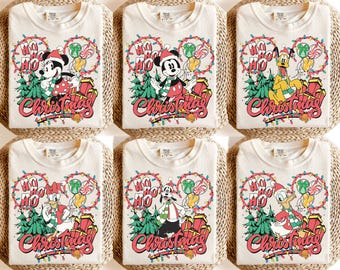 Disney Ho Ho Ho Weihnachten Alle Charaktere Passendes Shirt, Mickey's Merry Christmas Party 2025, Disneyland Weihnachtsfamilie Passendes Geschenk