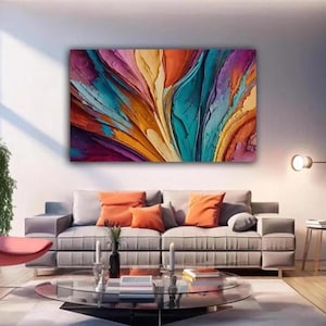 Colorful Abstract Tempered Glass Wall Art, Extra Large Wall Decor, Living Room Decor, Glass Painting, Decor for Bedroom, Housewarming Gift