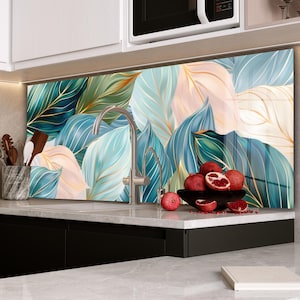 Couvercle de cuisinière / Décoration de cuisine / Dosseret de cuisine / Couvercle de cuisinière à gaz / Dosseret en verre trempé / Décoration murale de cuisine / Dosseret floral