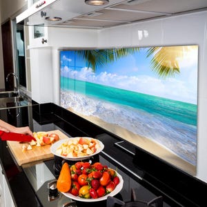 Couvercle de cuisinière / Décoration de cuisine / Dosseret de cuisine / Couvercle de cuisinière à gaz / Dosseret en verre trempé / Décoration murale de cuisine / Dosseret paysage