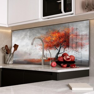 Dosseret de cuisine, Cache arrière de poêle, Planche à découper, Dosseret de poêle en verre trempé, Décoration de cuisine, Cache supérieur de cuisinière, Cadeau de pendaison de crémaillère