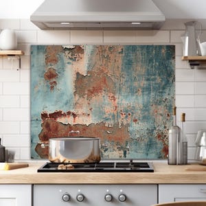 Couvercle arrière de poêle en verre trempé, dosseret de cuisine en brique rustique pour four derrière la cuisinière, dosseret en verre aspect cuivre pour la cuisine, couvercle supérieur de cuisinière