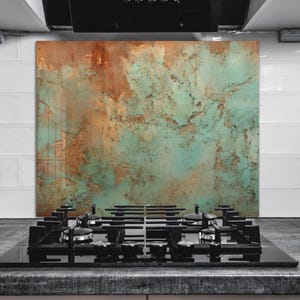 Dosseret en verre trempé, dosseret de cuisine en brique rustique pour four derrière la cuisinière, dosseret de cuisine en verre aspect cuivre, couvercle de cuisinière