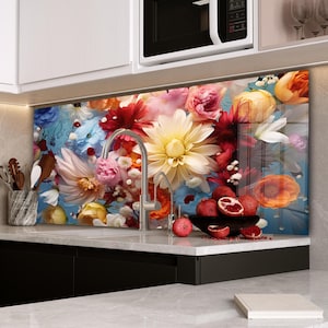 Couvercle de cuisinière / Décoration de cuisine / Dosseret de cuisine / Couvercle de cuisinière à gaz / Dosseret en verre trempé / Décoration murale de cuisine / Dosseret paysage