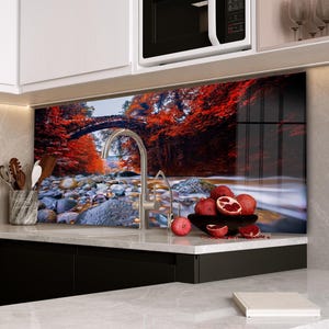 Couvercle de cuisinière / Décoration de cuisine / Dosseret de cuisine / Couvercle de cuisinière à gaz / Dosseret en verre trempé / Décoration murale de cuisine / Dosseret paysage