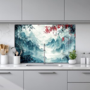Décor crédence de cuisine en verre, couverture arrière de cuisinière, dosseret de cuisinière en verre trempé, décoration de cuisine, capot de cuisinière, cadeau de pendaison de crémaillère