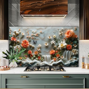 Dosseret de cuisinière en verre trempé, crédence de cuisine, couverture arrière de cuisinière, décoration de cuisine, couverture de dessus de cuisinière, cadeau de pendaison de crémaillère, planche à découper