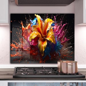 Couvercle supérieur de cuisinière / Dosseret coloré / Dosseret de cuisine en verre trempé / Dosseret personnalisé pour la cuisine / Couvercle de cuisinière à gaz / Décoration de cuisine