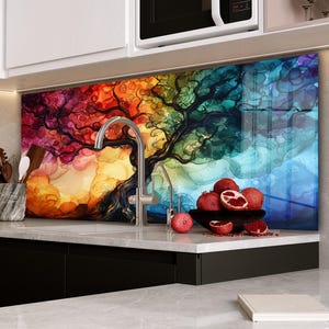 Couvercle de cuisinière / Décoration de cuisine / Dosseret de cuisine / Couvercle de cuisinière à gaz / Dosseret en verre trempé / Décoration murale de cuisine / Dosseret paysage