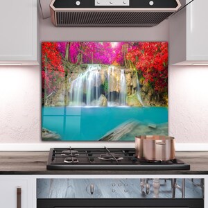 Couvercle de cuisinière / Décoration de cuisine / Dosseret de cuisine / Couvercle de cuisinière à gaz / Dosseret en verre trempé / Décoration murale de cuisine / Dosseret paysage