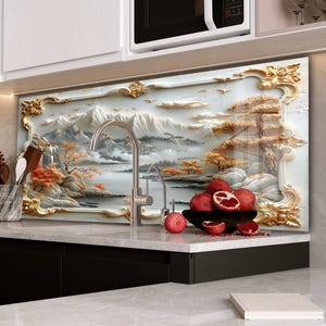 Tree of Life Kitchen Decor / Kitchen Backsplash / Chopping Board / Luxury Glass Backsplash / Kitchen Wall Decor / Life Tree Backsplash