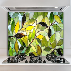 Dosseret de cuisine en vitrail pour cuisinière, façade arrière de cuisinière, crédence en verre, couvercle supérieur de cuisinière, planche à découper et à nouilles, décoration de cuisine