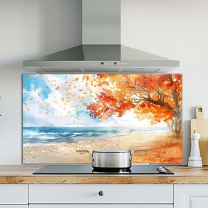 Décor crédence en verre trempé pour cuisinière, façade arrière de cuisinière, crédence en verre, couvercle de dessus de cuisinière, planche à découper et à nouilles, décoration de cuisine