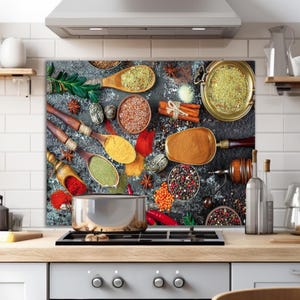 Dosseret en verre de cuisine, couverture arrière de poêle, dosseret de poêle en verre trempé d'épices, décoration de cuisine, couvercle de cuisinière, cadeau de pendaison de crémaillère