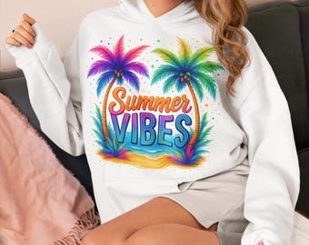 Sommer Vibes PNG, Tropisches Sublimationsdesign, Bunte Strand Clipart, Sommer Digital Download, T-Shirt Druck PNG