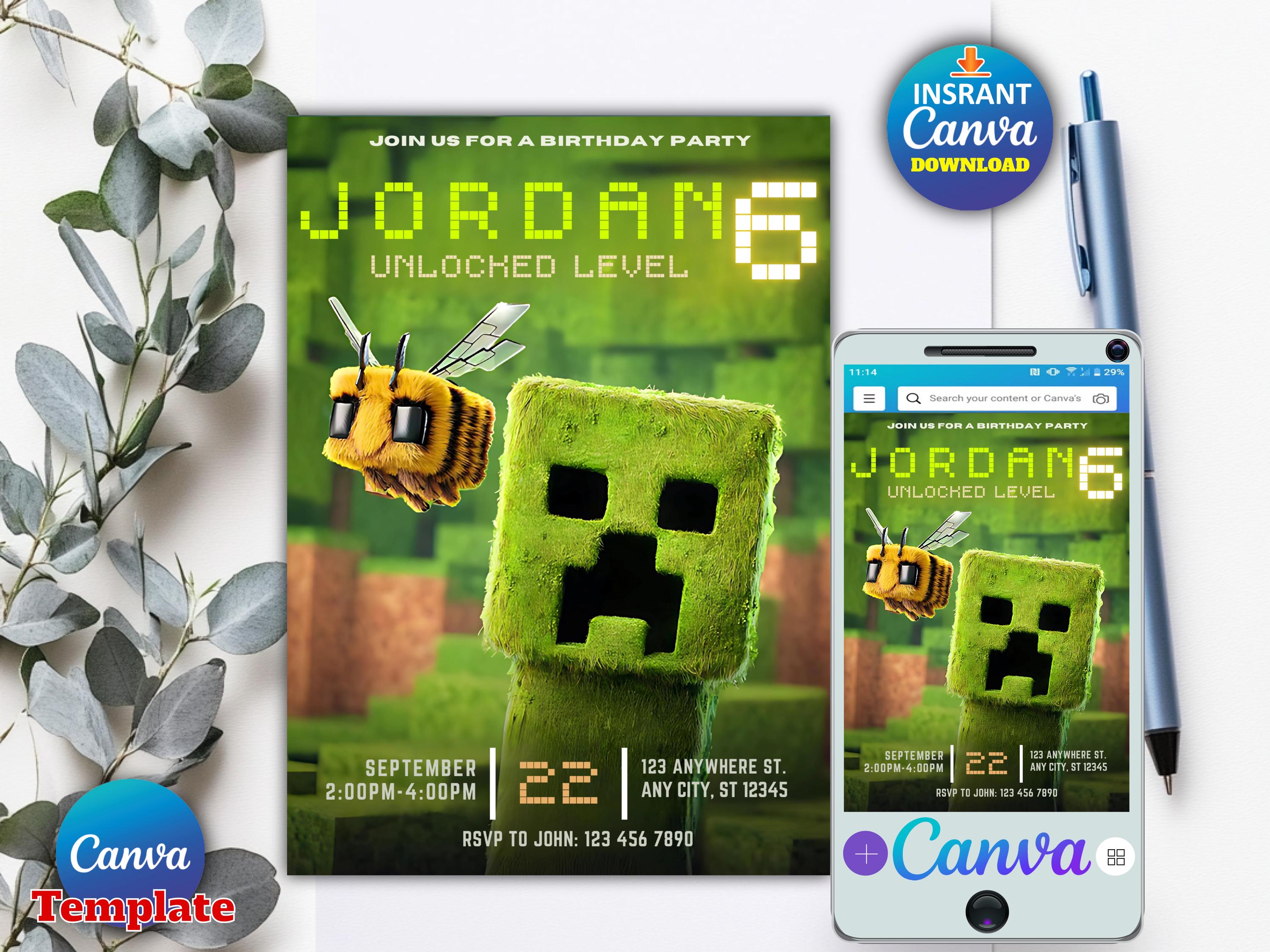 Minecraft Canva Invitation V5