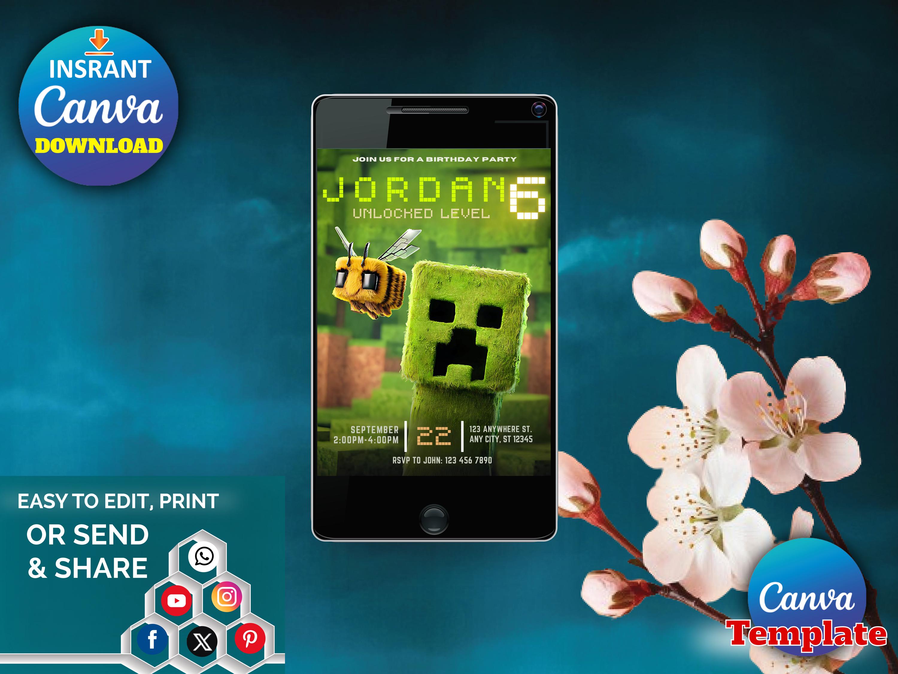 Minecraft Canva Invitation V5