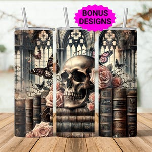 Romantasy Book Lover 20oz Skinny Tumbler Wrap PNG, Dark Romance 20 Oz Tumbler png, Gothic Fantasy Book Tumbler PNG Design Digital Download