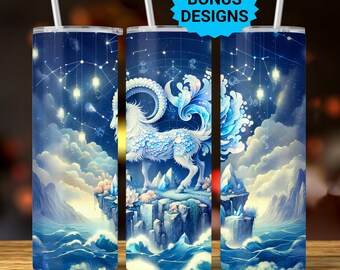 Aries Zodiac 20oz Skinny Tumbler Wrap,  Celestial Star Sign Sublimation Design, Tumbler Wrap Seamless Straight PNG Digital Download