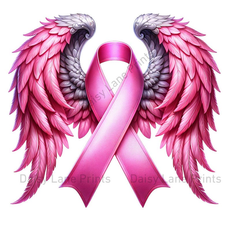 Pink Ribbon Angel Wings Breast Cancer Survivor PNG, Sublimation Design ...