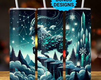 Aries Zodiac 20oz Skinny Tumbler Wrap,  Celestial Star Sign Sublimation Design, Tumbler Wrap Seamless Straight PNG Digital Download