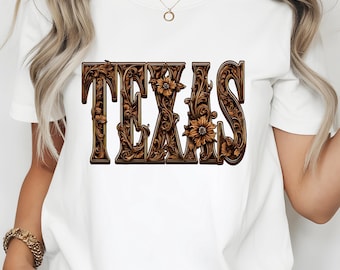 Western Texas Png, T-Shirt Design, Western Tooled Leather Style png, Sublimation Digital Download
