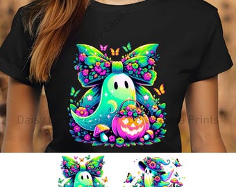 Floral Ghost PNG, Coquette Halloween Design, Cute Ghost Halloween PNG, Girly Halloween Png, Bundle Sublimation Digital Download