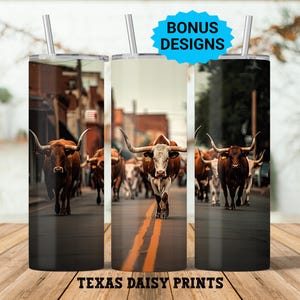 Cowboy Western Texas longhorn 20oz magere beker sublimatie ontwerpsjablonen, naadloze png digitale download