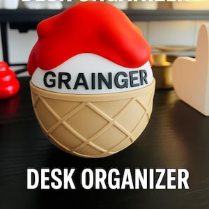 Personalisierter Eis Schreibtisch Organizer - 3D Gedruckter Stifthalter & Schmuckbox mit personalisiertem Namen