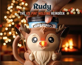 Portavasos de helado con forma de reno: regalo de Navidad impreso en 3D