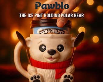 Porte-pinte de crème glacée Ours polaire Pawblo | Cadeau personnalisé imprimé en 3D