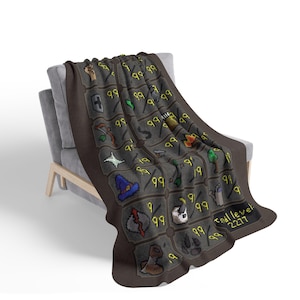 Old School Runescape Maxed Stats Fleece Sherpa Blanket - Gaming Blanket, Video Game Throw, Gamer Gift, Cozy Sofa Decor, Twitch Streamer
