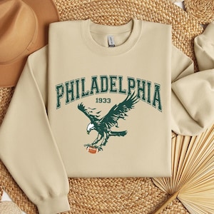 Felpa da football dei Philadelphia Eagles, felpa girocollo dei Philadelphia Eagles, maglia dei Philadelphia Eagles, maglia da football retrò, felpa NFL