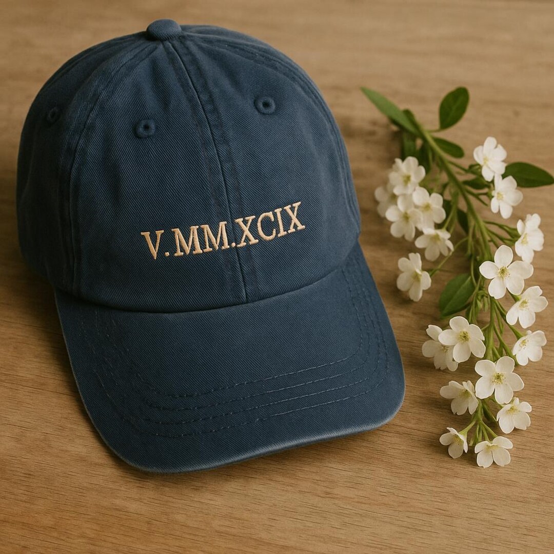 Embroidered Roman Numeral Caps, Custom Embroidered Hat, Personalized ...