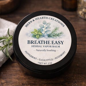 Breathe Easy Balm | Natural Vapor Rub | Herbal Chest Salve | Eucalyptus, Peppermint & Rosemary