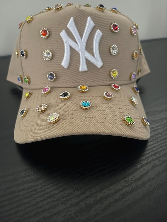 Custom Bling NY New Era Snapback Hat - Tan With Multicolor  display picture 2