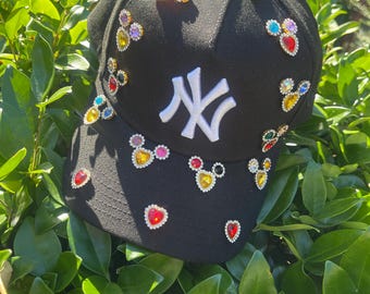 Rhinestone NY Cap- Colorful Bling Baseball Hat  Custom Bedazzled Hat